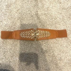 Bebe brown leather clasp belt